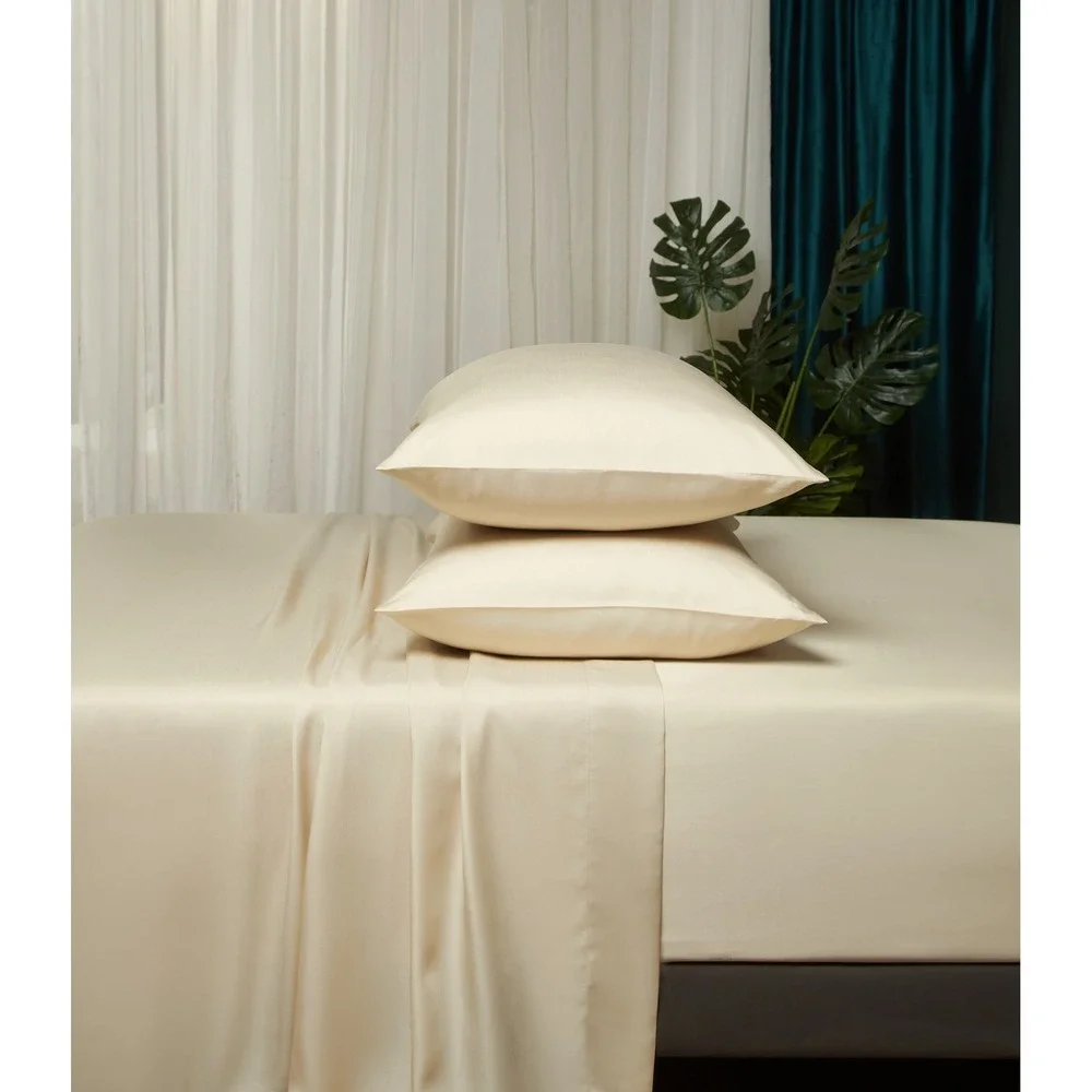 Kang Beige 100% Tencel Sheet Set with Pillowcase Top Grade & Natural‎ Full